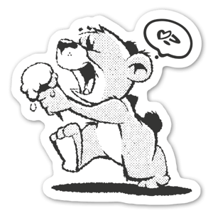 A cut lil' bear eating ice cream sticker.