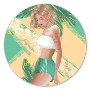 Color coordinated sticker for those beach vibes