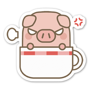 A cute pig in a cup that may be upset.