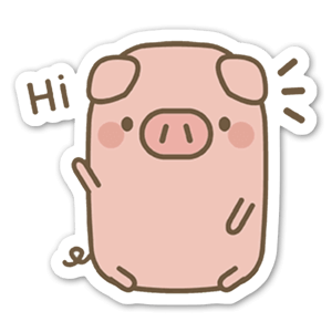 A cute pig waving to say hi.