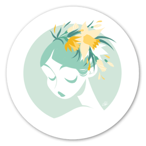 Pretty girl with narcissus flower in the hair!