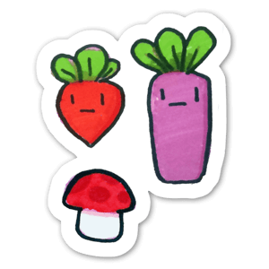 A collection of cute veggies.
