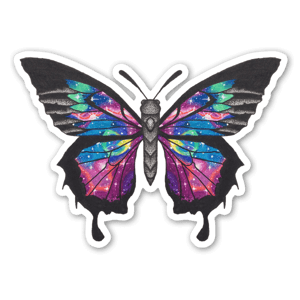 Original ink and colored pencil illustration of my Cosmic Butterfly design
