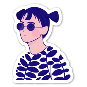 She wears the plant or the plant wears her? - Sticker.