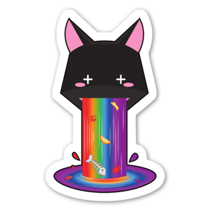 Rainbow vomiting cat