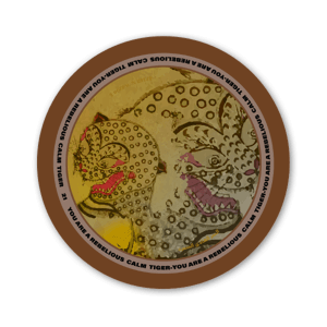 Circle sticker with a Rebellious Calm Tiger