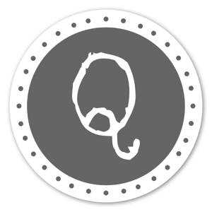 A monogram with the white Q on the grey monogram as stickers 