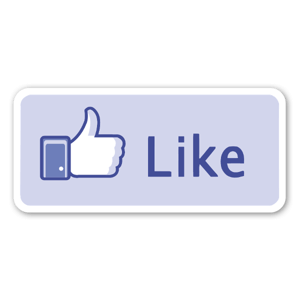 A light blue sticker with the like thumb 