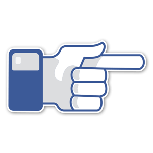 A Facebook sticker with a pointing finger