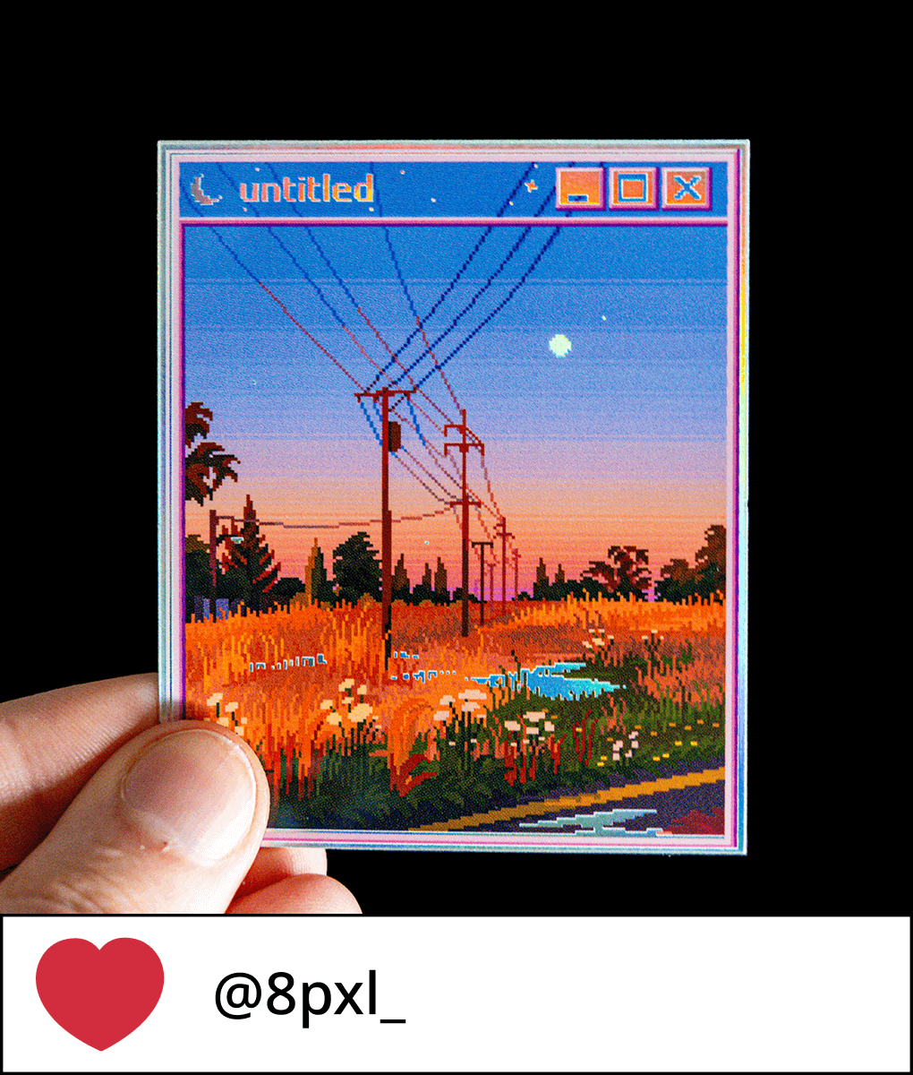 Holographic square stickers - power cord - 8pxl.