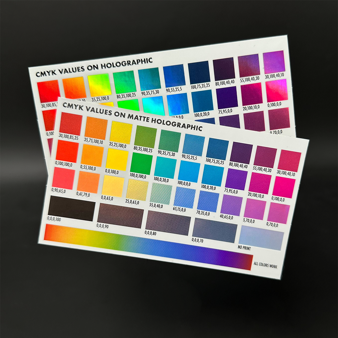 Color chart for matt and glossy stickers.