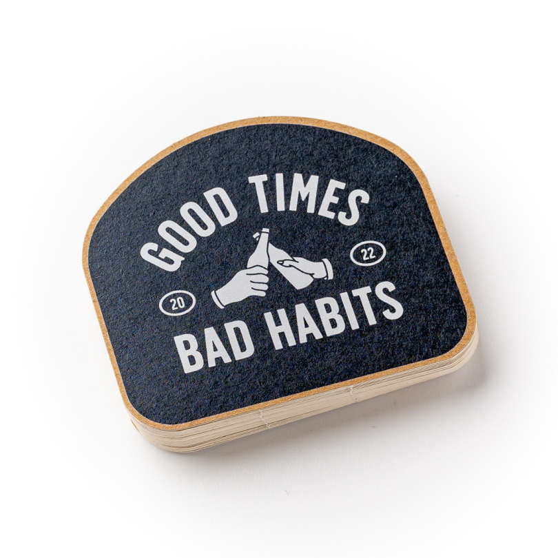 Contour cut Kraft paper sticker with beer logo